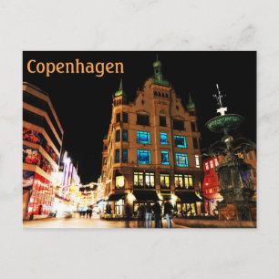 Cartão Postal Copenhaga, Dinamarca à noite