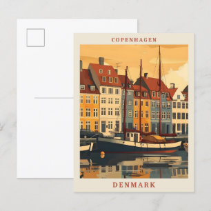 Cartão Postal Copenhagen Denmark Art Elegant Viagens vintage