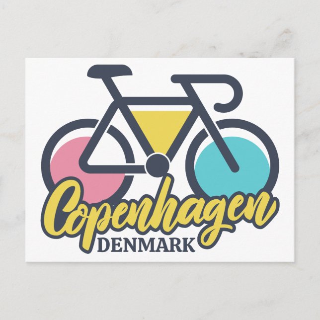 Cartão Postal Copenhagen Denmark Cycling (Frente)