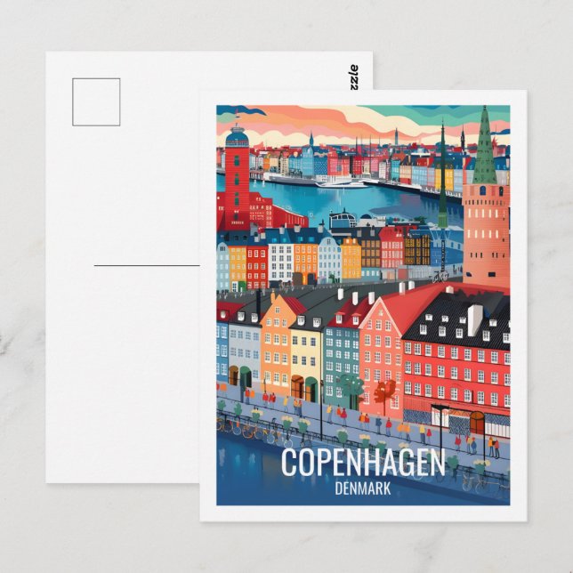 Cartão Postal Copenhagen Denmark Familiar Viagem (Frente/Verso)