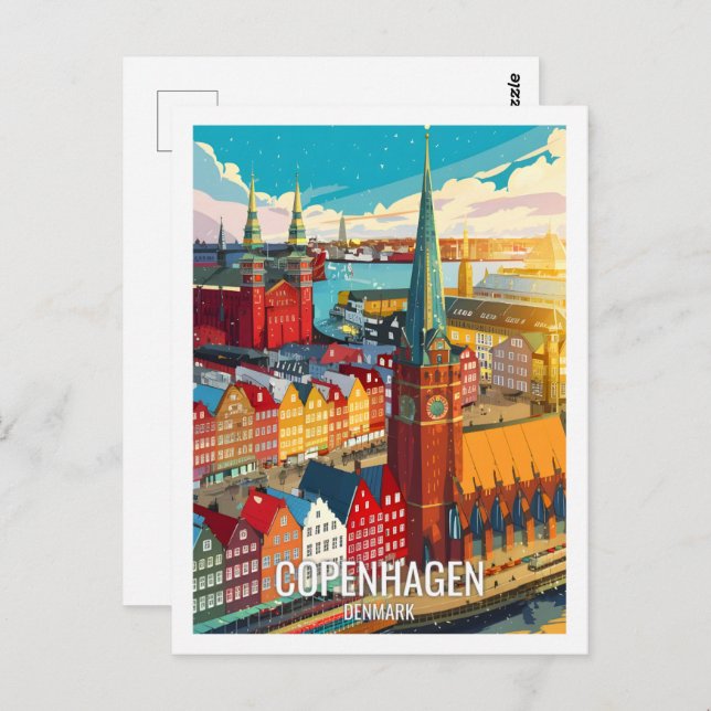 Cartão Postal Copenhagen Denmark Familiar Viagem (Frente/Verso)