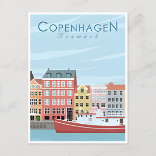 Cartão Postal Copenhagen Denmark Viagem Vintage city europe