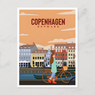 Cartão Postal Copenhagen Denmark Viagem Vintage city europe