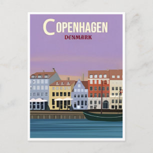 Cartão Postal Copenhagen Denmark Viagem Vintage city europe