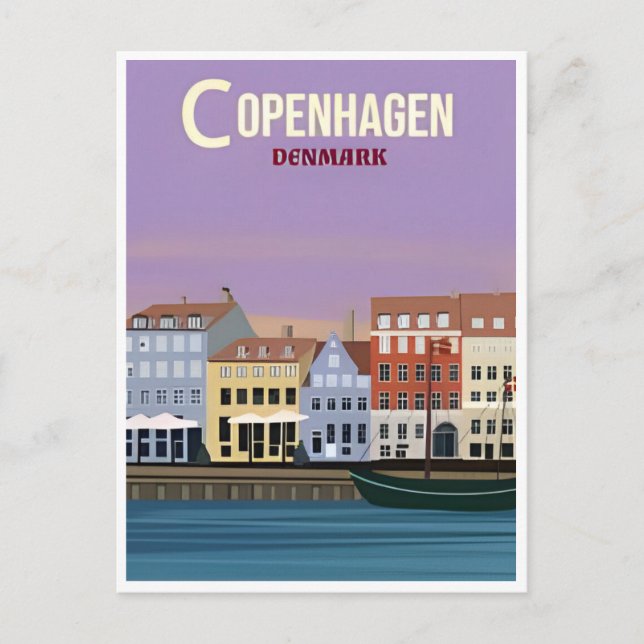Cartão Postal Copenhagen Denmark Viagem Vintage city europe (Frente)