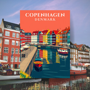 Cartão Postal Copenhague Dinamarca Canal Nyhavn Europa Viagem