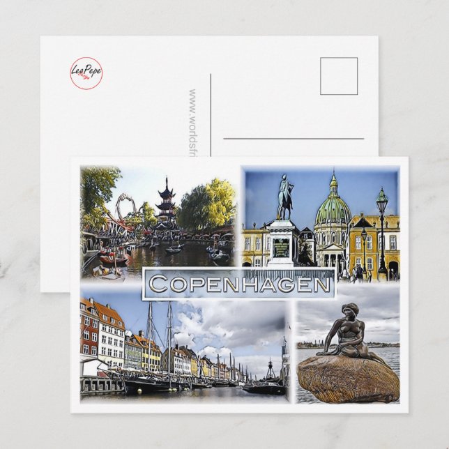Cartão Postal Copenhague - Dinamarca - Mosaico - (Frente/Verso)