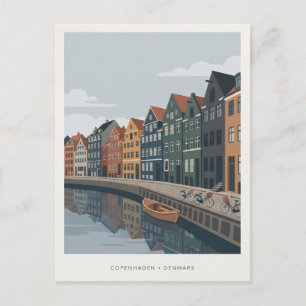 Cartão Postal Copenhague Dinamarca Viagem Desenho com Canal