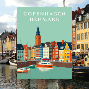 Cartão Postal Copenhague Dinamarca Vista do Canal Europa
