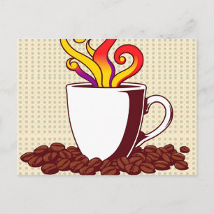 Cartão Postal Copo de Café Arte Pop Ousada Retro