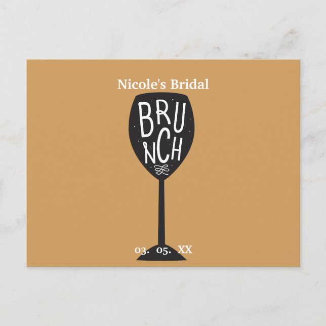 Cartão Postal Copo de Vinho BRUNCH QUALQUER COR & EVENT Trendy C (Frente)