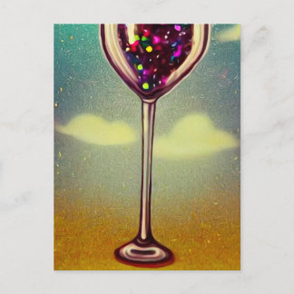 Cartão Postal Copo de vinho de haste longa vintage surreal