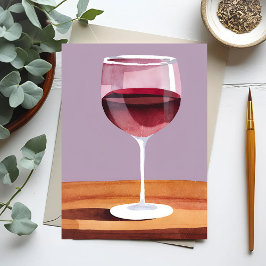Cartão Postal Copo de Vinho Tinto | Aquarela Vino