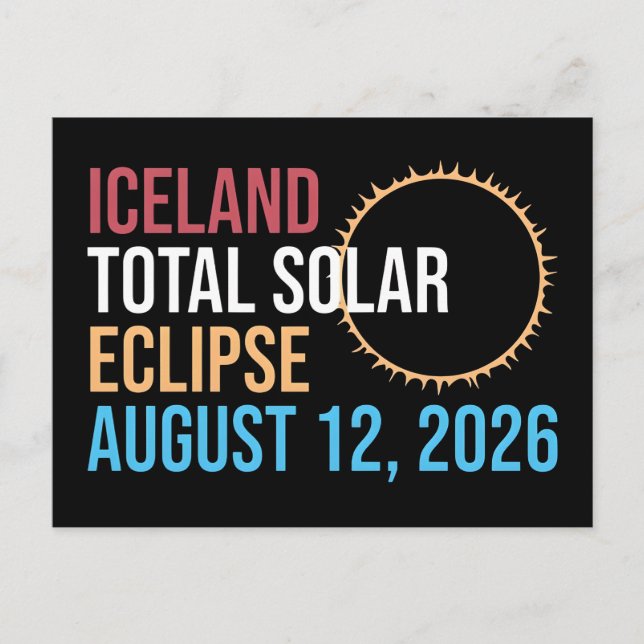 Cartão Postal Copo do eclipse solar total da Islândia em 12 de a (Frente)