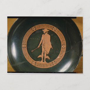 Cartão Postal Copo grego de vermelhos, representando o deus Herm