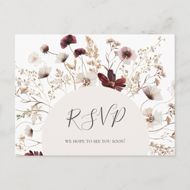 Cartão Postal Copper Burgundy Wildflower Song Request RSVP (Frente)