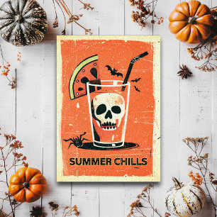 Cartão Postal Coquetel de Caveira Summer Chills Retro Summerween