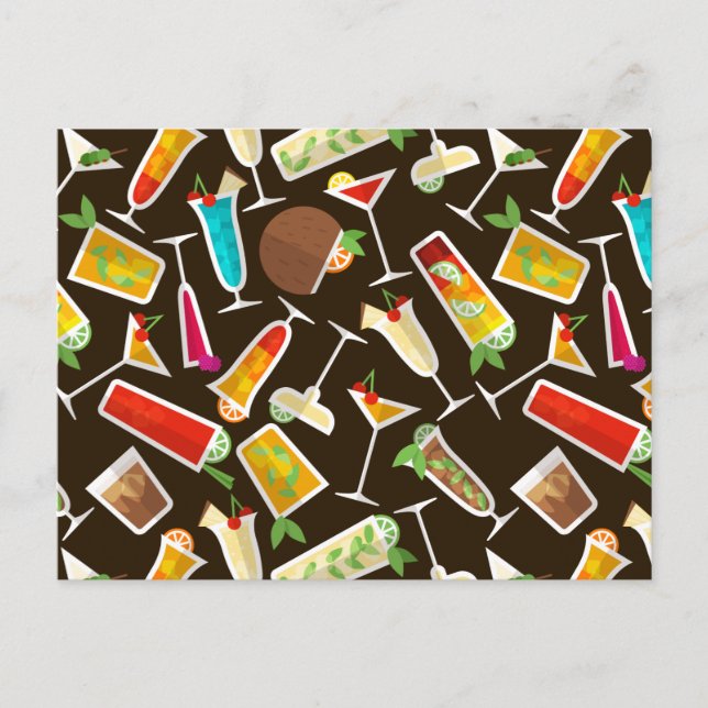 Cartão Postal Coquetel-padrão e bebida longa, bar-coquetel (Frente)