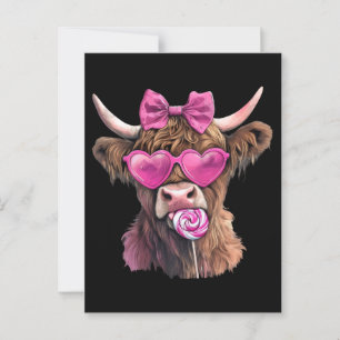 Cartão Postal Coquette Highland Cow Bubblegum 2025