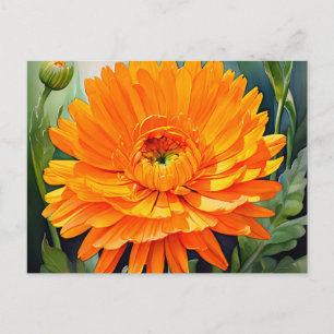 Cartão Postal Cor d'água do Calendário Laranja com Gradiente Sua
