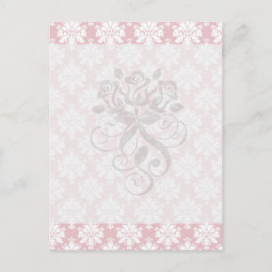 Cartão Postal cor damasco rosa-mudo e creme branco