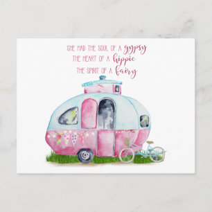 Cartão Postal Cor de Água Cólatra Cor de Rosa e Letra Branca Gla