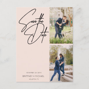 Cartão Postal Cor de Foto Mínima Manuscrita Rosa Esmaecida