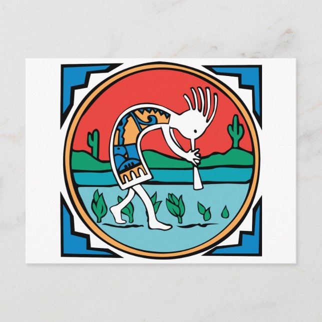 Cartão Postal Cor de Kokopelli (Frente)