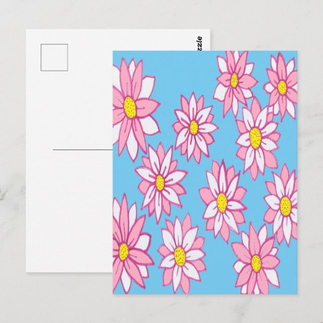 Cartão Postal Cor-de-rosa, branco e azul (Frente/Verso)
