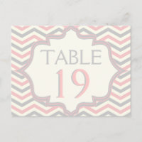 Cor-de-rosa, cinza fevron zigzag número da mesa de