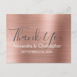 Cartão Postal Cor-de-rosa | Rosa Dourado Casamento Elegante Obri