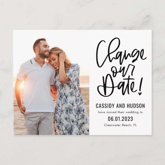 Cartão Postal COR EDITÁVEL Escrevendo Funky Altera a Data (Frente)