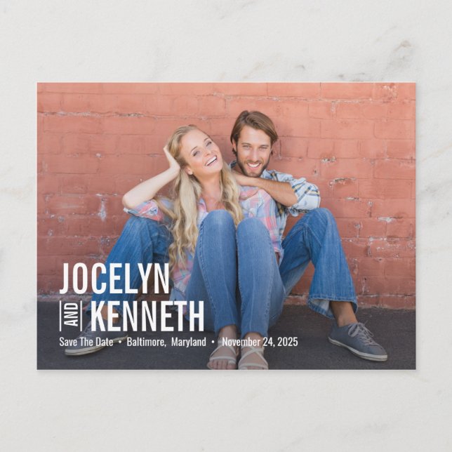 Cartão Postal COR EDITÁVEL Pura Simplicidade Salva a Data (Frente)