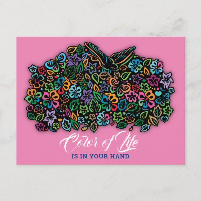 Cartão Postal Cor elegante do Design de vida útil (Frente)