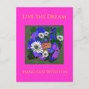 Cartão Postal Cor Fresco Vibrante Divertido Feliz