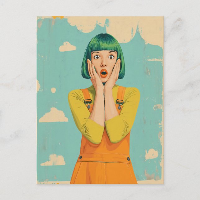 Cartão Postal Cor Pop Choque Retro (Frente)