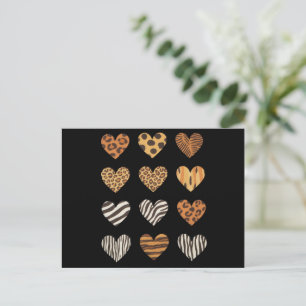 Cartão Postal Coração Amor Leopardo Fofo Dia dos Namorados 