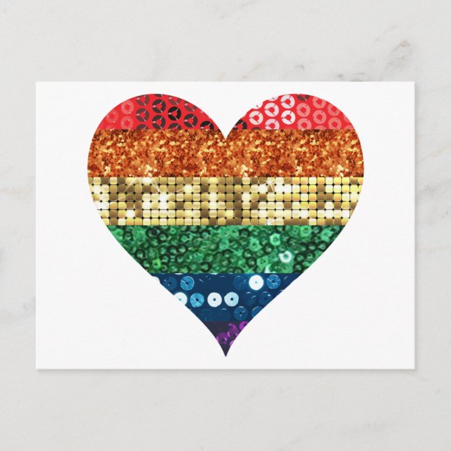 Cartão Postal coração arco-íris lgbt (Frente)