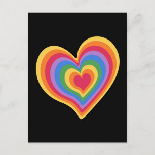 Cartão Postal Coração arco-íris. Orgulho gay