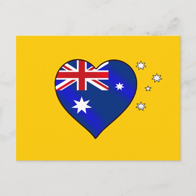 Cartão Postal Coração australiano Aussie Ōi Love (Frente)