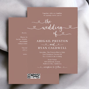 Cartão Postal Coração Caligrafia Casamento Brown