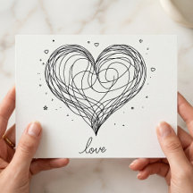 Coração com Desenho de Amor em Linha Caprichosa