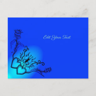 Cartão Postal Coração com Flor e Borboleta