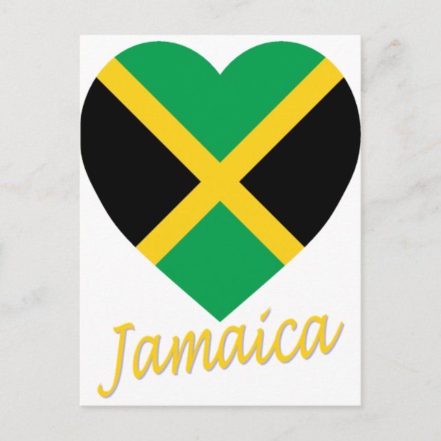 Cartão Postal Coração da Bandeira da Jamaica (Frente)