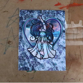 Cartão Postal Coração de Amor com Dançarino de Teal e Roxo