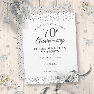 Cartão Postal Coração de Amor de 70º Aniversário de Casamento Sa