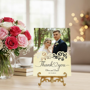 Cartão Postal Coração de Amor de Casamento Moderno e Agradecimen