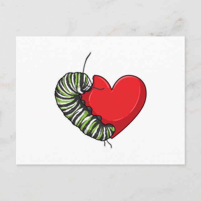 Cartão Postal Coração de Amor de Lagarta (Frente)