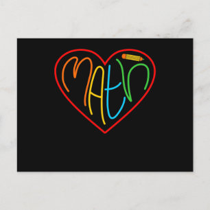 Cartão Postal Coração de Amor de Matemática Matemática Professor