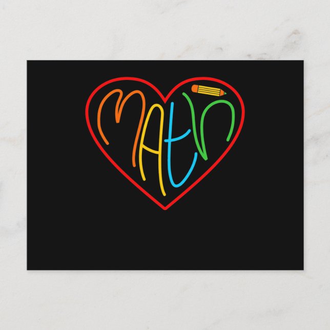 Cartão Postal Coração de Amor de Matemática Matemática Professor (Frente)